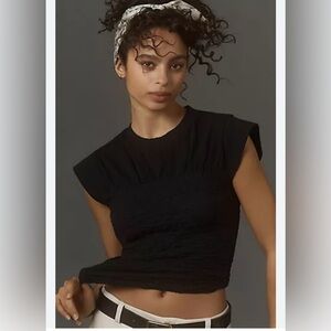 Anthropologie Black Fitted Cap Sleeve Muscle Tee